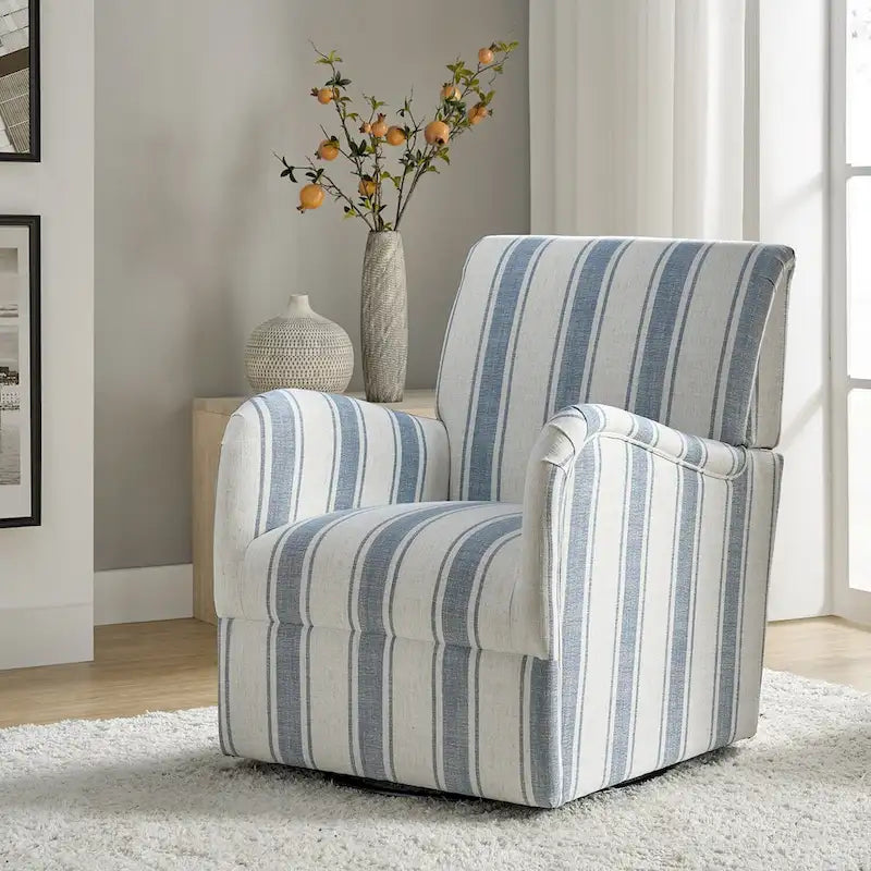 Fauteuil d'appoint pivotant à 360° avec revêtement en tissu jacquard rayé