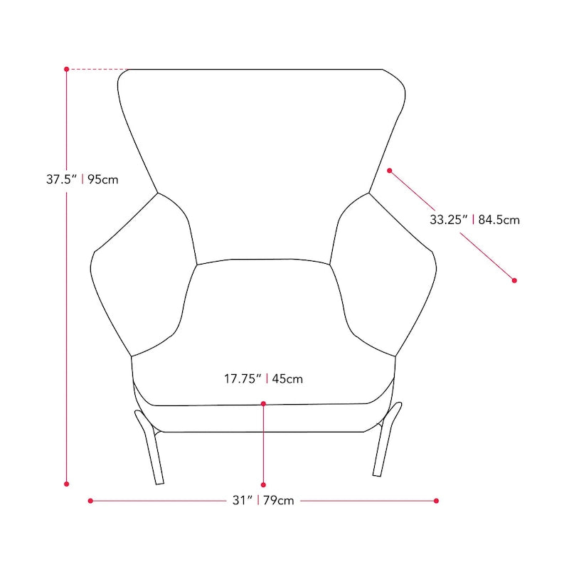 Fauteuil d'appoint moderne en velours à dossier haut et accoudoirs évasés (Bleu/Gris)