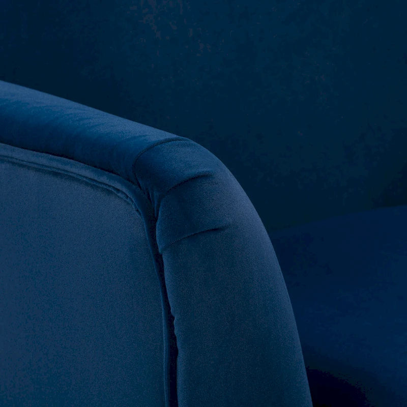 Fauteuil d'appoint moderne en velours à dossier haut et accoudoirs évasés (Bleu/Gris)