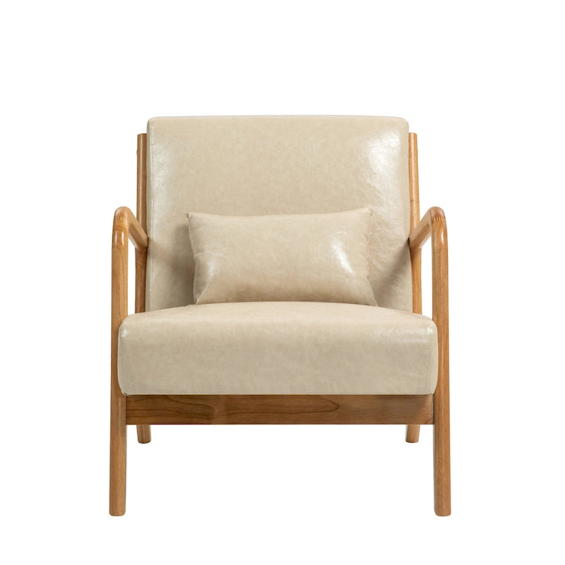 Fauteuil d'appoint Mid-Century avec cadre en bois massif et coussin lombaire