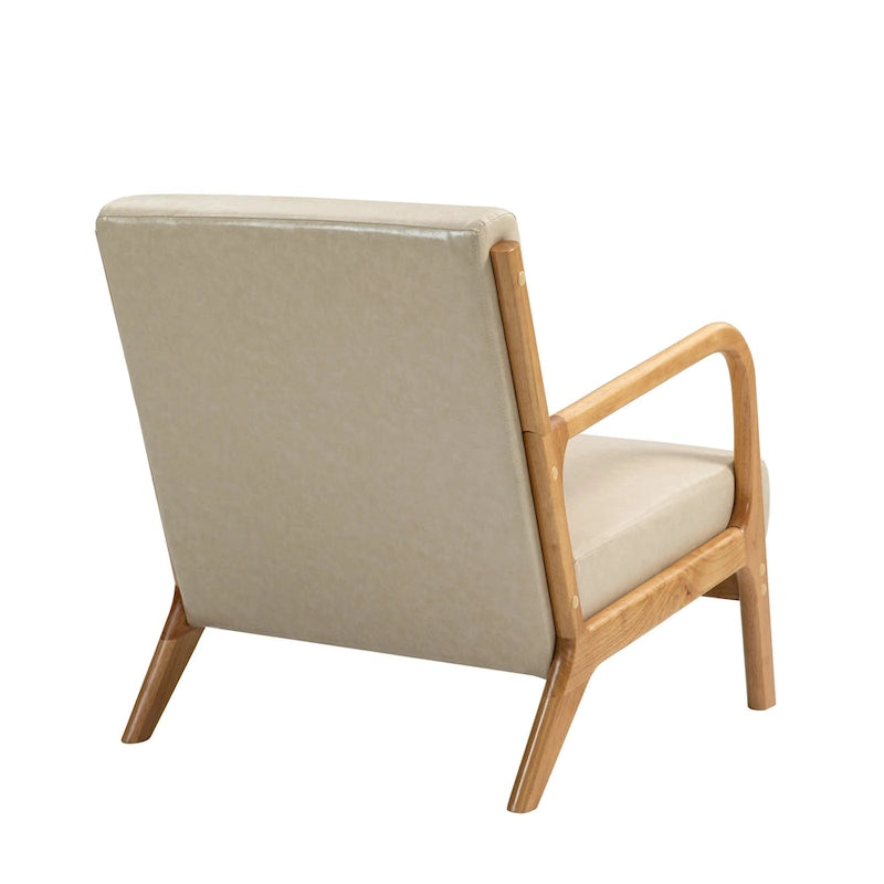 Fauteuil d'appoint Mid-Century avec cadre en bois massif et coussin lombaire
