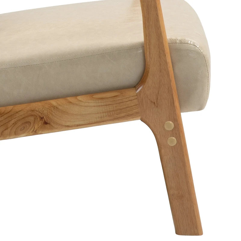 Fauteuil d'appoint Mid-Century avec cadre en bois massif et coussin lombaire