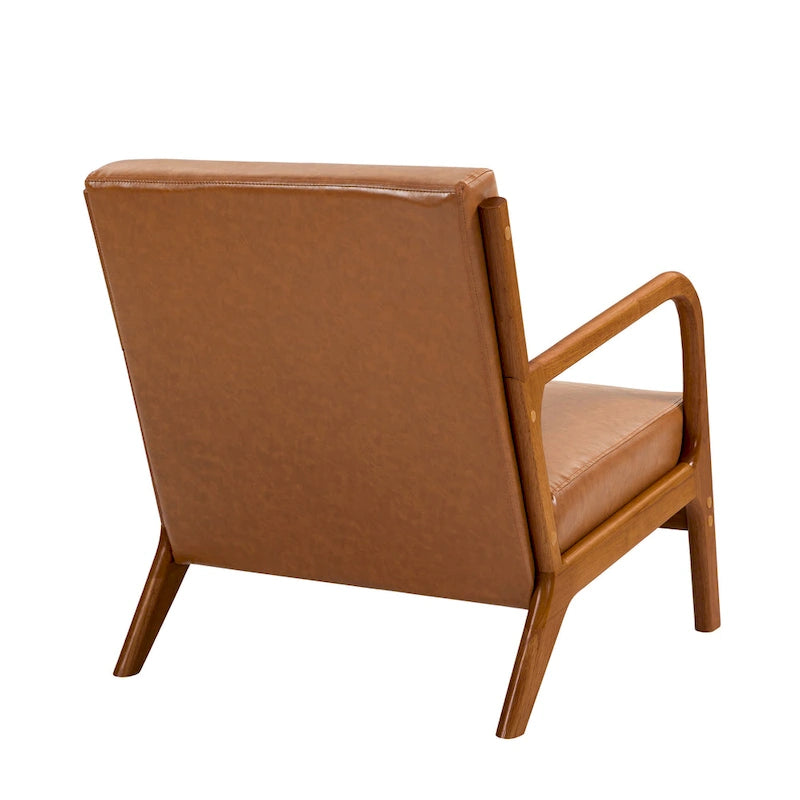 Fauteuil d'appoint Mid-Century avec cadre en bois massif et coussin lombaire