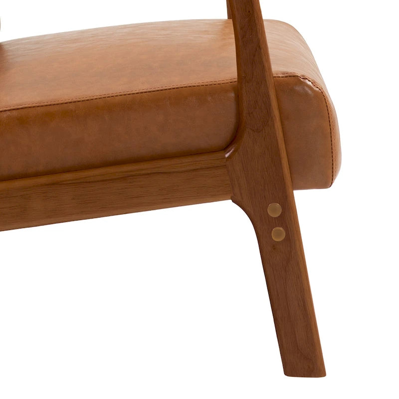 Fauteuil d'appoint Mid-Century avec cadre en bois massif et coussin lombaire