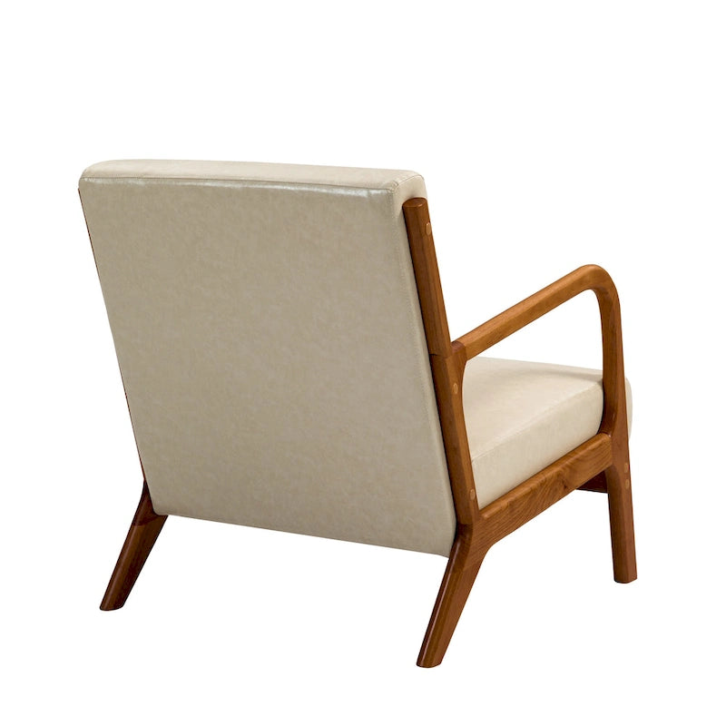 Fauteuil d'appoint Mid-Century avec cadre en bois massif et coussin lombaire