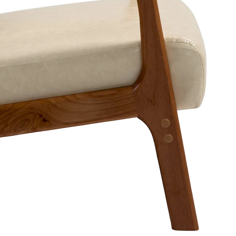 Fauteuil d'appoint Mid-Century avec cadre en bois massif et coussin lombaire