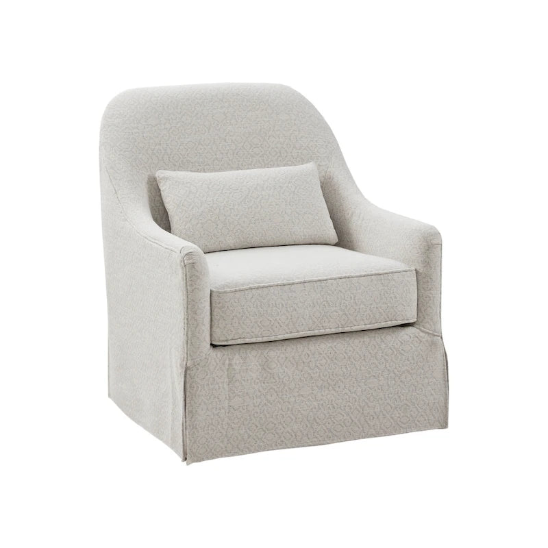 Fauteuil planeur pivotant à 360° avec coussin lombaire, tissu jacquard ivoire