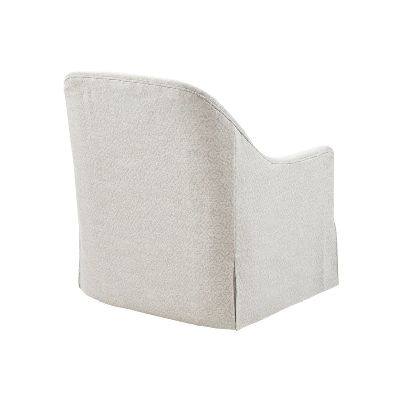 Fauteuil planeur pivotant à 360° avec coussin lombaire, tissu jacquard ivoire