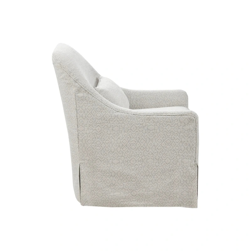 Fauteuil planeur pivotant à 360° avec coussin lombaire, tissu jacquard ivoire