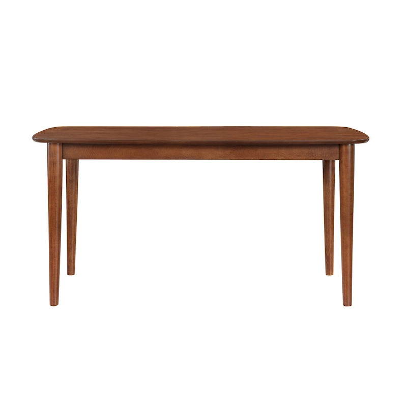 Table à manger rectangulaire de 150 cm, 6 places, plateau en placage de bouleau avec pieds en bois massif, finition noyer