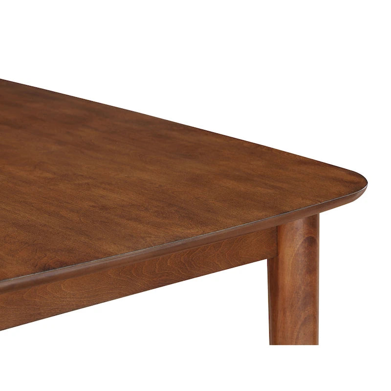 Table à manger rectangulaire de 150 cm, 6 places, plateau en placage de bouleau avec pieds en bois massif, finition noyer