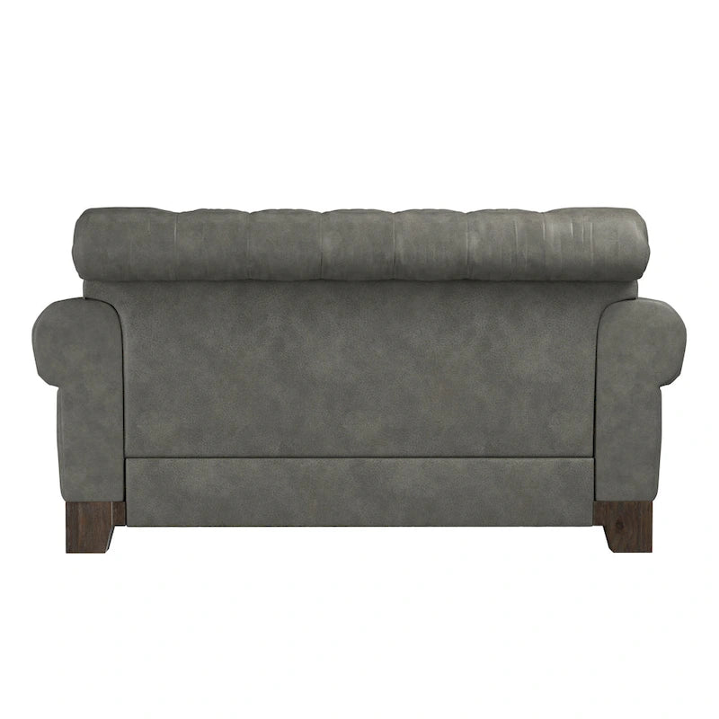 Causeuse capitonnée Chesterfield avec accoudoirs roulés et garniture cloutée