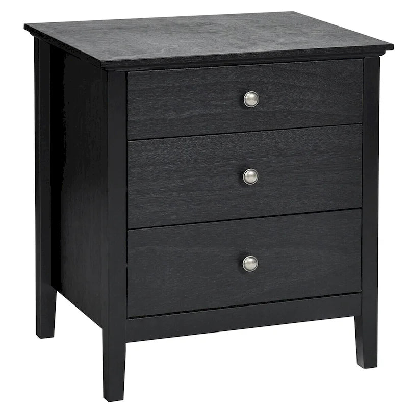 Table de chevet à 3 tiroirs avec placage en bois, table d'appoint