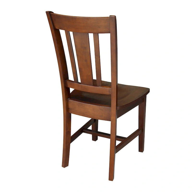 Chaise de bureau à domicile en parawood massif avec dossier à lattes