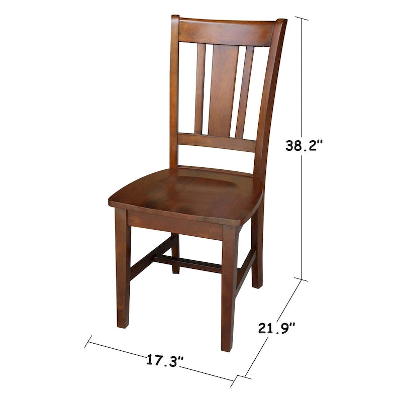 Chaise de bureau à domicile en parawood massif avec dossier à lattes