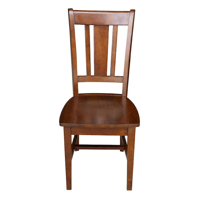 Chaise de bureau à domicile en parawood massif avec dossier à lattes