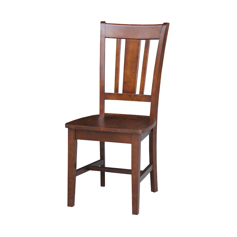 Chaise de bureau à domicile en parawood massif avec dossier à lattes