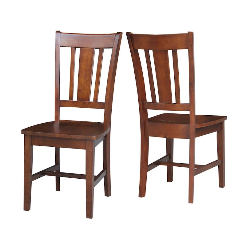 Chaise de bureau à domicile en parawood massif avec dossier à lattes