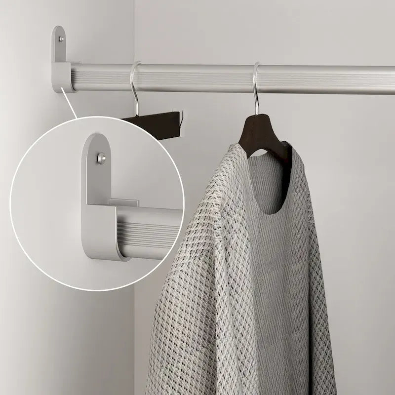 Armoire 4 portes avec tringles et compartiments de rangement, pour chambre à coucher (bois blanc/gris)