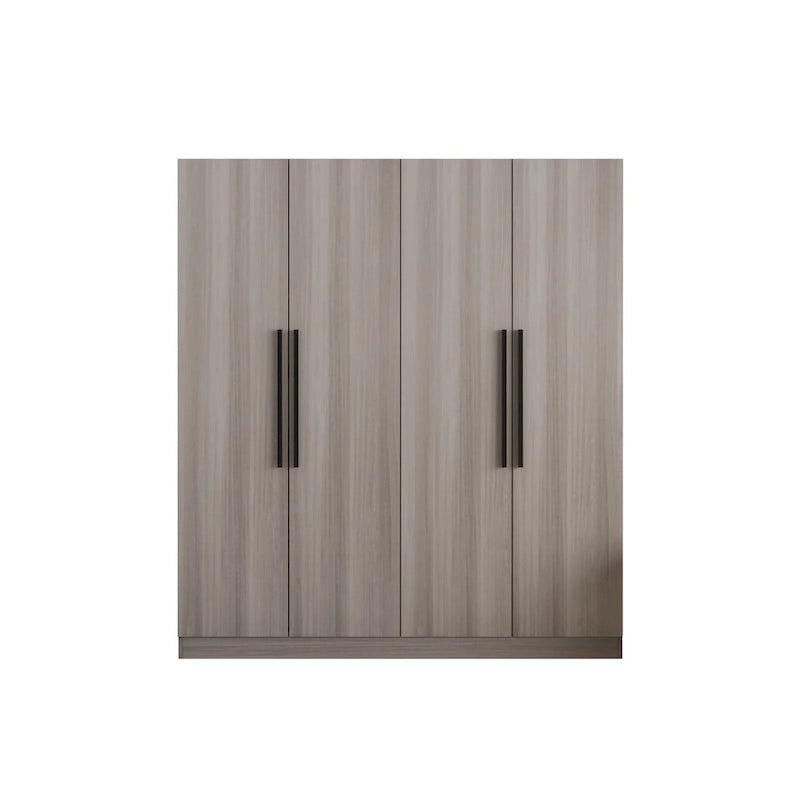 Armoire 4 portes avec tringles et compartiments de rangement, pour chambre à coucher (bois blanc/gris)