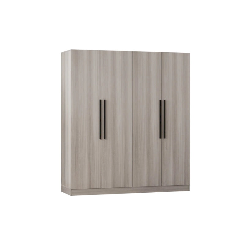 Armoire 4 portes avec tringles et compartiments de rangement, pour chambre à coucher (bois blanc/gris)