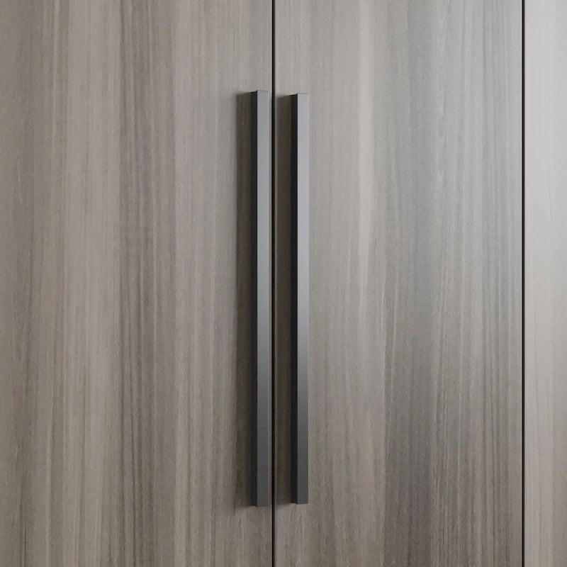 Armoire 4 portes avec tringles et compartiments de rangement, pour chambre à coucher (bois blanc/gris)