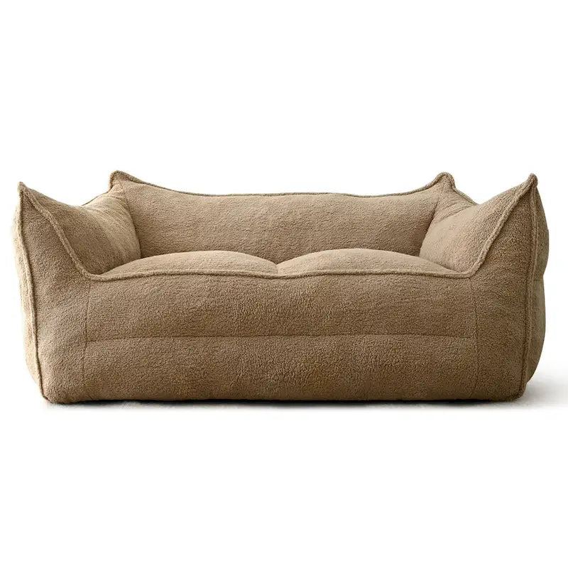 Canapé paresseux 2 places en bouclette, causeuse style pouf en mousse haute densité