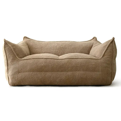 Canapé paresseux 2 places en bouclette, causeuse style pouf en mousse haute densité
