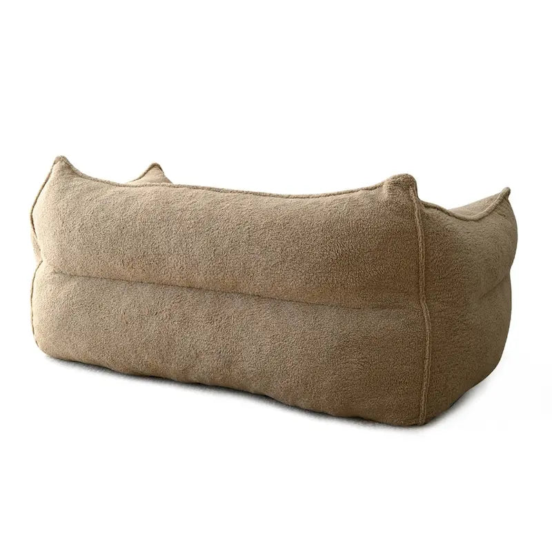 Canapé paresseux 2 places en bouclette, causeuse style pouf en mousse haute densité