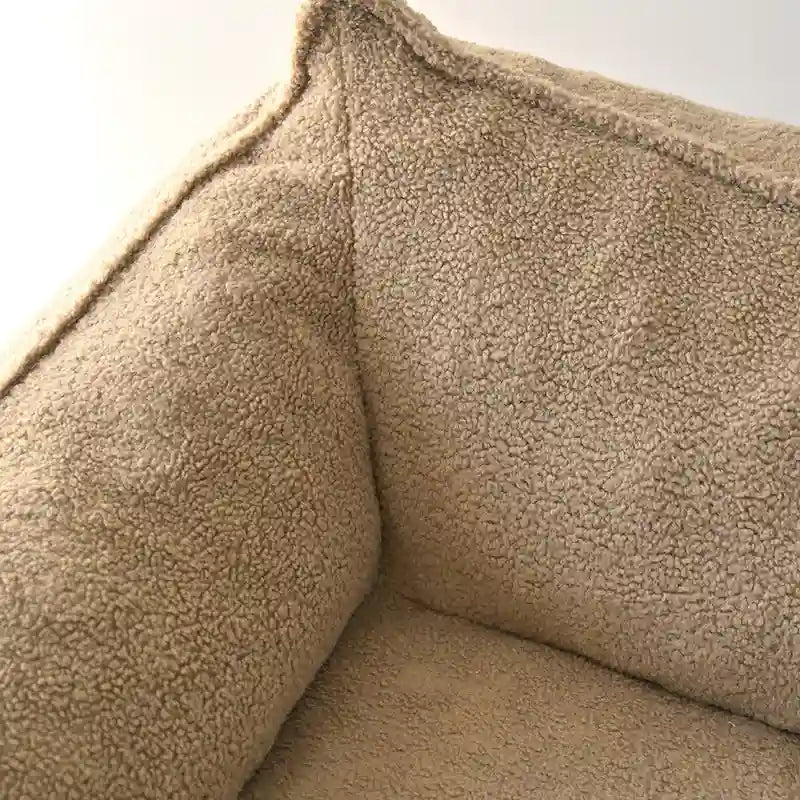 Canapé paresseux 2 places en bouclette, causeuse style pouf en mousse haute densité