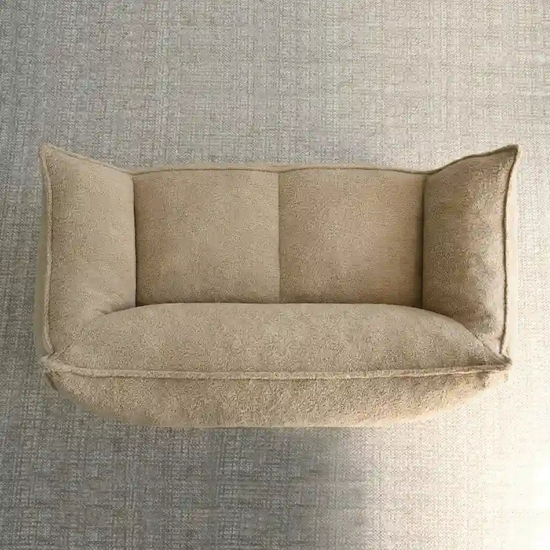 Canapé paresseux 2 places en bouclette, causeuse style pouf en mousse haute densité