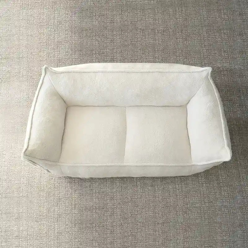 Canapé paresseux 2 places en bouclette, causeuse style pouf en mousse haute densité