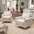 Fauteuil d'appoint en velours avec côtés matelassés en capitonnage vertical et coussins amovibles (unité/lot de 2)