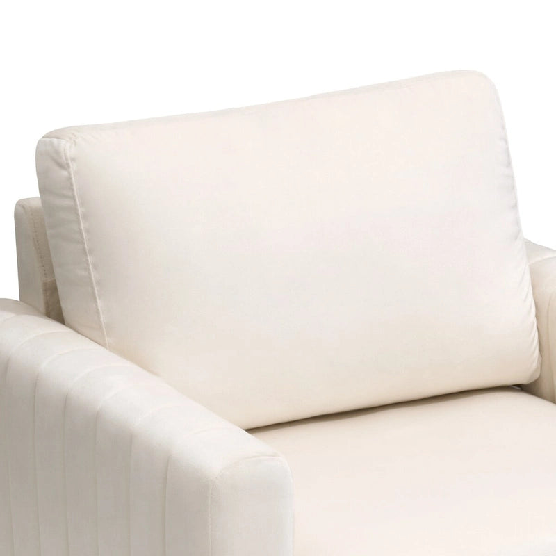 Fauteuil d'appoint en velours avec côtés matelassés en capitonnage vertical et coussins amovibles (unité/lot de 2)