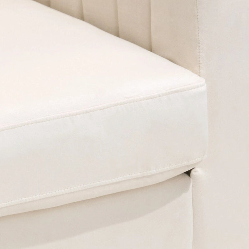 Fauteuil d'appoint en velours avec côtés matelassés en capitonnage vertical et coussins amovibles (unité/lot de 2)