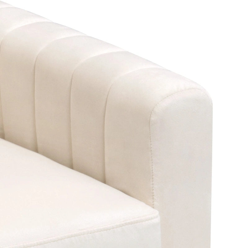 Fauteuil d'appoint en velours avec côtés matelassés en capitonnage vertical et coussins amovibles (unité/lot de 2)