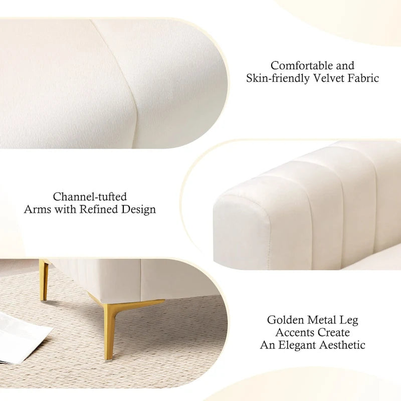 Fauteuil d'appoint en velours avec côtés matelassés en capitonnage vertical et coussins amovibles (unité/lot de 2)
