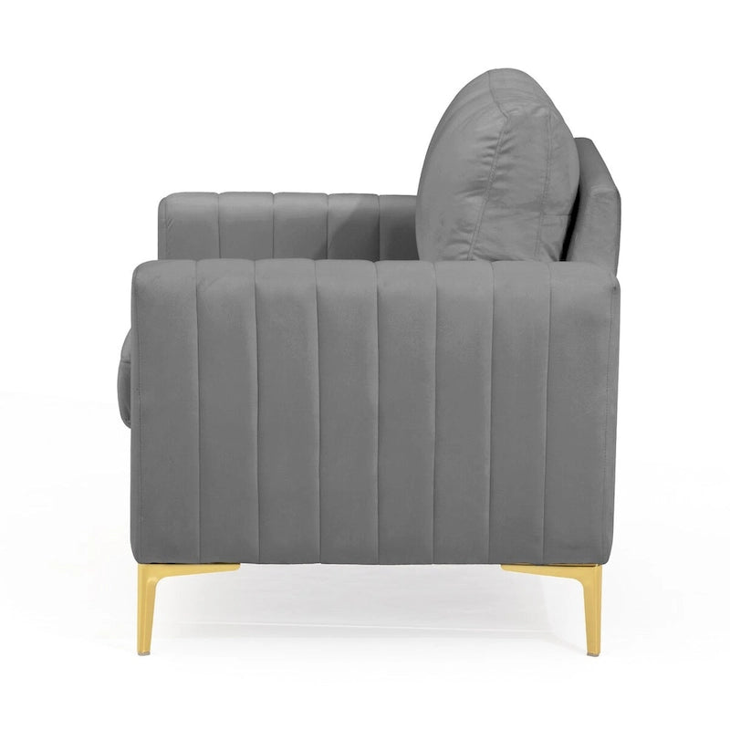 Fauteuil d'appoint en velours avec côtés matelassés en capitonnage vertical et coussins amovibles (unité/lot de 2)