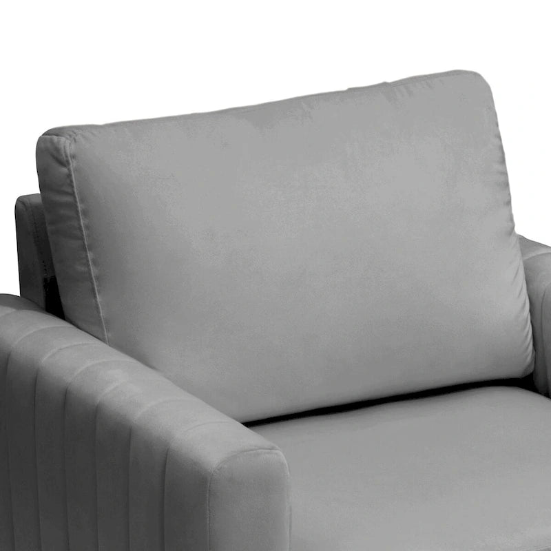 Fauteuil d'appoint en velours avec côtés matelassés en capitonnage vertical et coussins amovibles (unité/lot de 2)