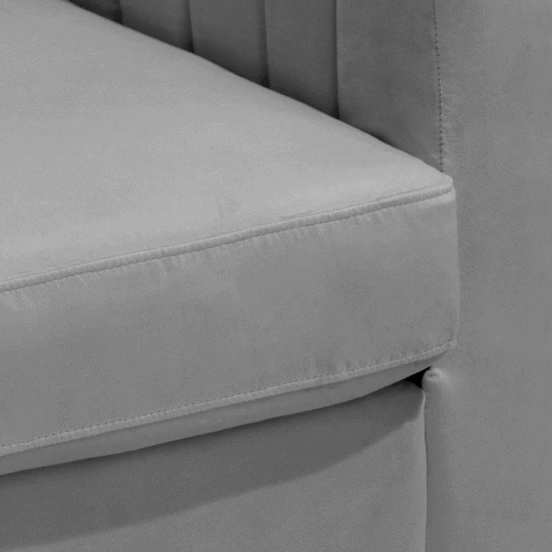 Fauteuil d'appoint en velours avec côtés matelassés en capitonnage vertical et coussins amovibles (unité/lot de 2)