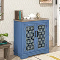 Buffet bas de rangement 2 portes avec portes à treillis décoratif, 80 cm de large