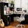 Bureau d'angle en L avec huche et classeur