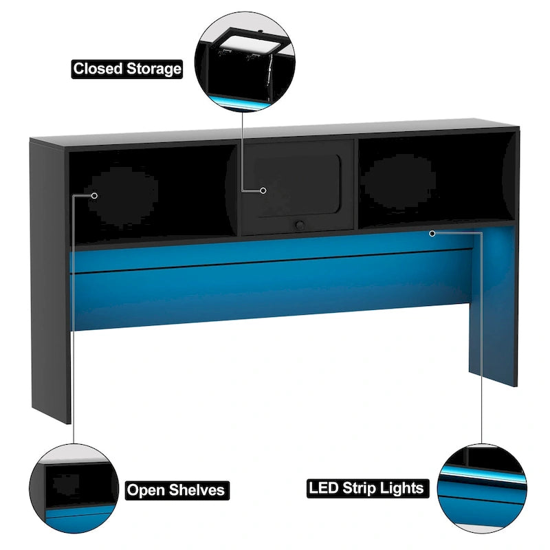 Bureau d'angle en L avec huche et classeur
