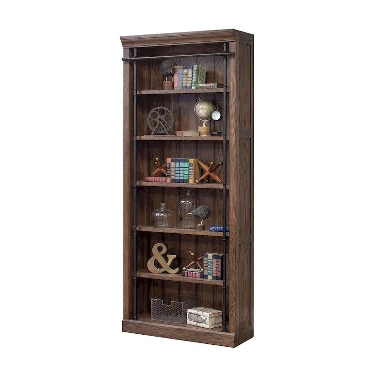 Mur de bibliothèque de 2,4 m de haut avec échelle, espace de rangement et étagère de présentation