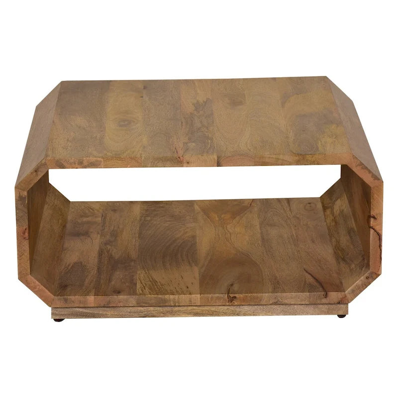 Table basse creuse en manguier massif fabriquée à la main, style ferme, 30 po