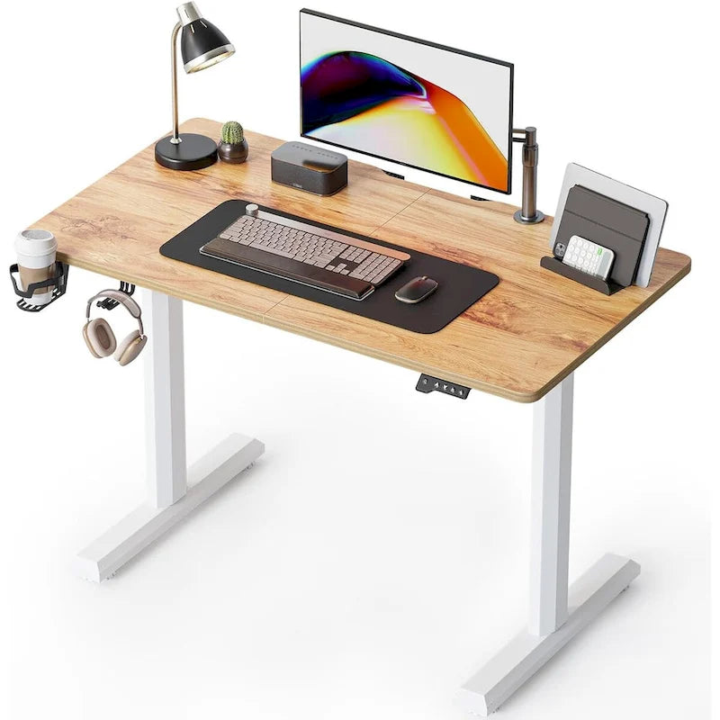 Bureau debout électrique à hauteur réglable, bureau de télétravail assis-debout de 112 cm avec mémoire de préréglage