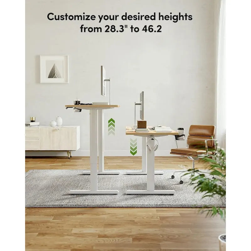 Bureau debout électrique à hauteur réglable, bureau de télétravail assis-debout de 112 cm avec mémoire de préréglage