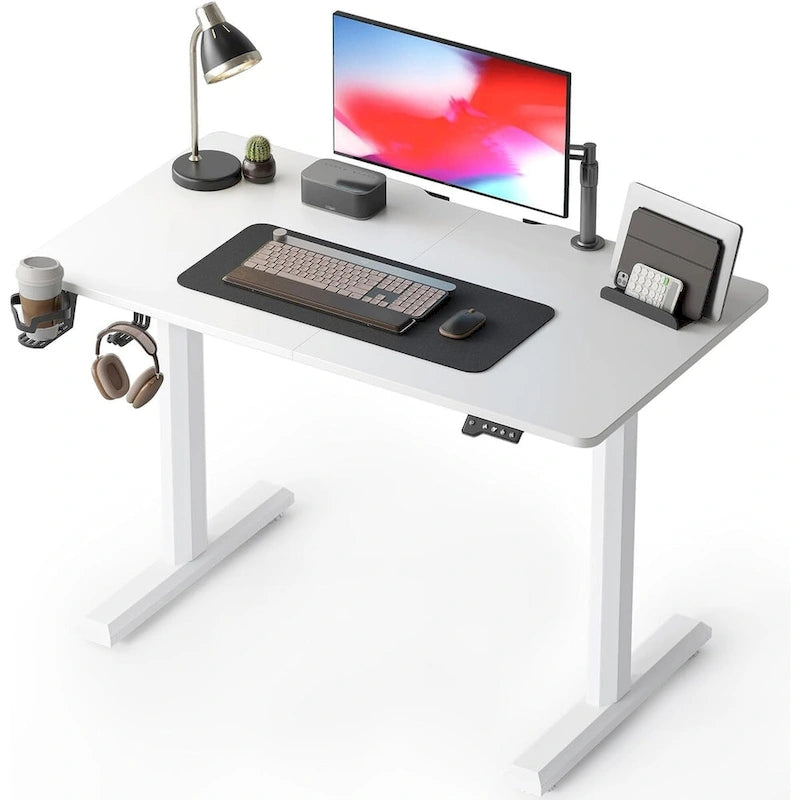 Bureau debout électrique à hauteur réglable, bureau de télétravail assis-debout de 112 cm avec mémoire de préréglage