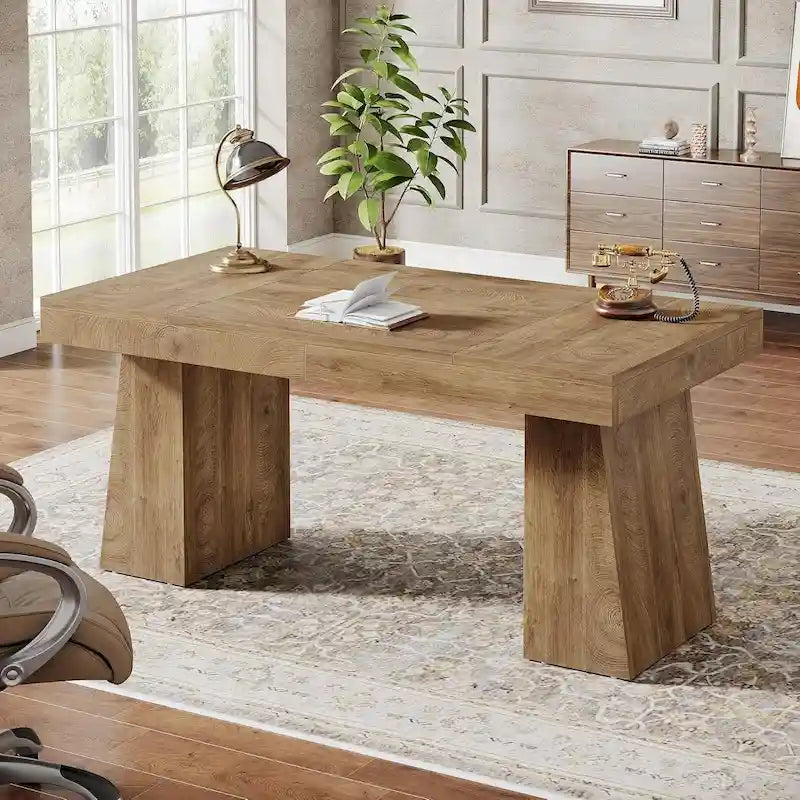 Bureau de direction 55" avec base double trapézoïdale