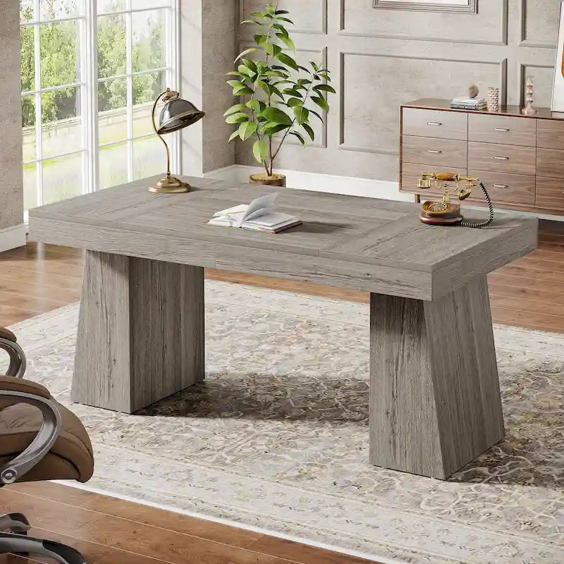 Bureau de direction 55" avec base double trapézoïdale